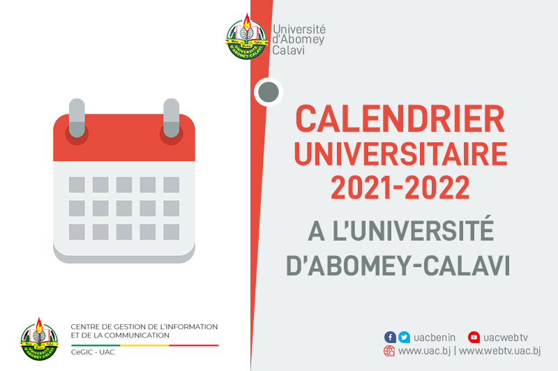 Calendrier universitaire 2021-2022 à l’Université d’Abomey-Calavi