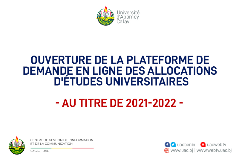 Ouverture de la plateforme de demande en ligne des allocations d’études universitaires au titre de 2021-2022
